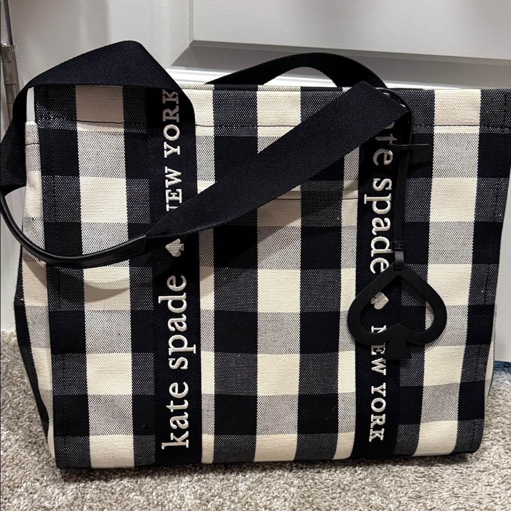 kate spade Black & Cream Gingham Messenger Bag